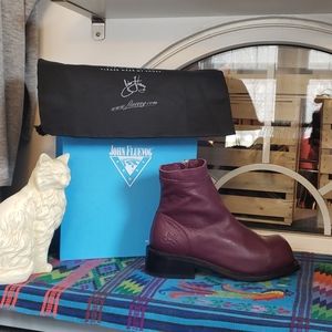 John Fluevogs purple leather square toes